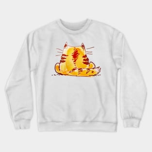 reckless tabby cat sit on floor Crewneck Sweatshirt